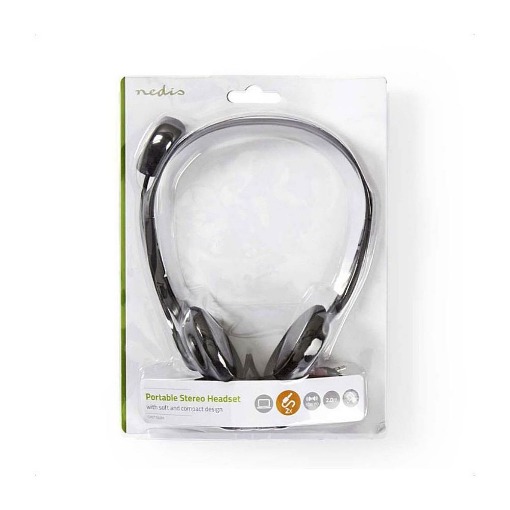 ΣΤΕΡΕΟΦΩΝΙΚΟ ON-EAR HEADSET ΜΕ ΣΥΝΔΕΣΗ 2x3,5mm NEDIS CHST100BK