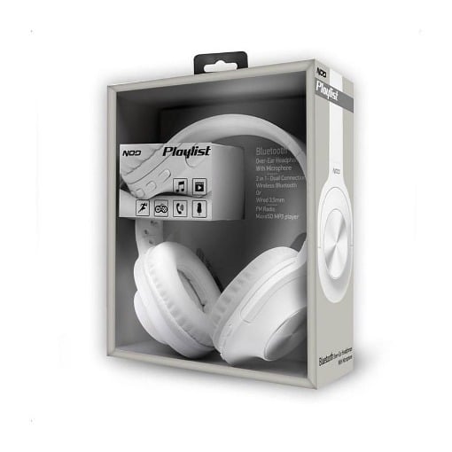 BLUETOOTH OVER-EAR ΑΚΟΥΣΤΙΚΑ ΜΑΥΡΑ ΜΕ ΜΙΚΡΟΦΩΝΟ ΛΕΥΚΑ NOD PLAYLIST WHITE