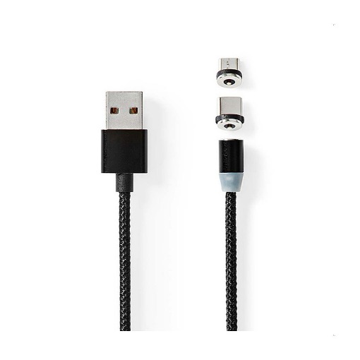 ΚΑΛΩΔΙΟ USB HIGH-SPEED A - MICRO B USB/ USB-C 2m ΜΕ ΜΑΓΝΗΤΙΚΟ ΑΚΡΟ  NEDIS CCGB60630BK20