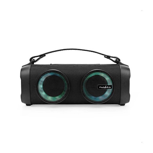 ΦΟΡΗΤΟ TWS ΗΧΕΙΟ BLUETOOTH 24W ΜΕ ΔΕΡΜΑΤΙΝΗ ΛΑΒΗ ΜΕΤΑΦΟΡΑΣ NEDIS SPBB306BK