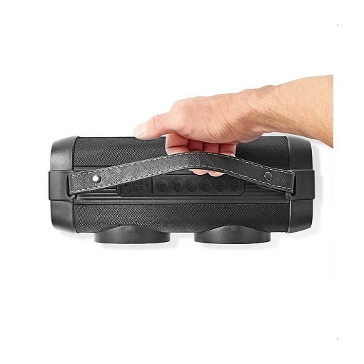 ΦΟΡΗΤΟ TWS ΗΧΕΙΟ BLUETOOTH 24W ΜΕ ΔΕΡΜΑΤΙΝΗ ΛΑΒΗ ΜΕΤΑΦΟΡΑΣ NEDIS SPBB306BK