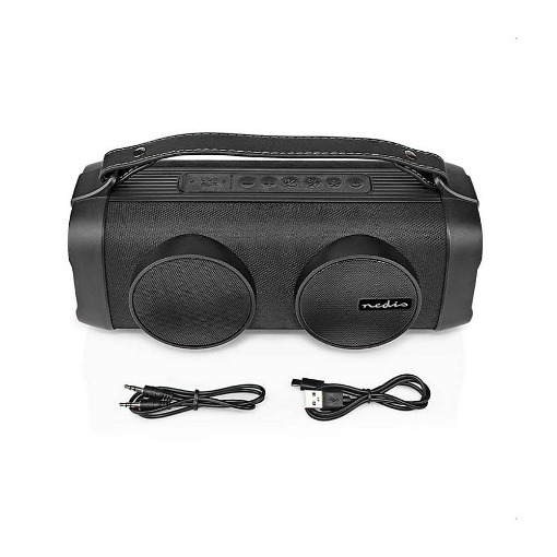 ΦΟΡΗΤΟ TWS ΗΧΕΙΟ BLUETOOTH 24W ΜΕ ΔΕΡΜΑΤΙΝΗ ΛΑΒΗ ΜΕΤΑΦΟΡΑΣ NEDIS SPBB306BK