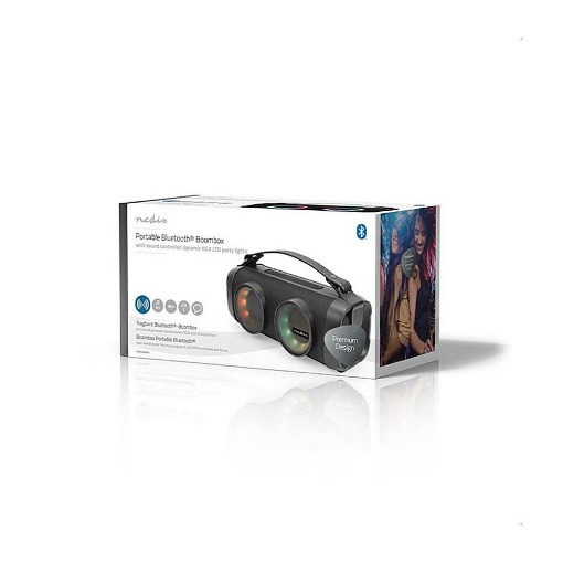 ΦΟΡΗΤΟ TWS ΗΧΕΙΟ BLUETOOTH 24W ΜΕ ΔΕΡΜΑΤΙΝΗ ΛΑΒΗ ΜΕΤΑΦΟΡΑΣ NEDIS SPBB306BK