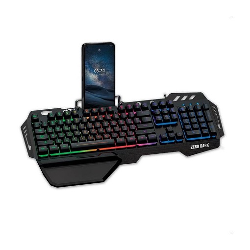 ΕΝΣΥΡΜΑΤΟ GAMING ΠΛΗΚΤΡΟΛΟΓΙΟ ΜΕ RGB LED, ΕΠΙΦΑΝΕΙΑ ΑΠΟ ΑΛΟΥΜΙΝΙΟ, PALM REST ΚΑΙ ΒΑΣΗ ΣΤΗΡΙΞΗΣ ΚΙΝΗΤΟΥ NOD ZERO DARK