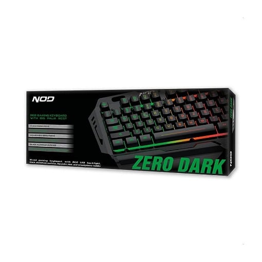 ΕΝΣΥΡΜΑΤΟ GAMING ΠΛΗΚΤΡΟΛΟΓΙΟ ΜΕ RGB LED, ΕΠΙΦΑΝΕΙΑ ΑΠΟ ΑΛΟΥΜΙΝΙΟ, PALM REST ΚΑΙ ΒΑΣΗ ΣΤΗΡΙΞΗΣ ΚΙΝΗΤΟΥ NOD ZERO DARK