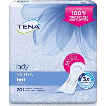 TENA ΣΕΡΒΙΕΤΑ ΕΛΑΦΡΑΣ ΑΚΡΑΤΕΙΑΣ LADY DISCREET EXTRA (20ΤΜΧ)