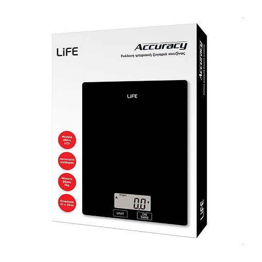 ΓΥΑΛΙΝΗ ΨΗΦΙΑΚΗΖΥΓΑΡΙΑ ΚΟΥΖΙΝΑΣ LIFE ACCURACY