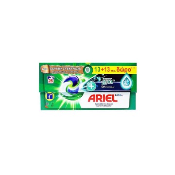 ARIEL ΥΓΡΕΣ ΚΑΨΟΥΛΕΣ ALL IN 1 (26τεμ.) - (LENOR UNSTOP) (13+13τεμ.ΔΩΡΟ)