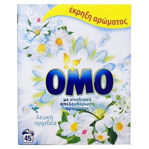 OMO ΣΚΟΝΗ ΠΛΥΝΤΗΡΙΟΥ 45ΜΕΖ (2,5kg) - (ΛΕΥΚΗ ΟΡΧΙΔΕΑ)