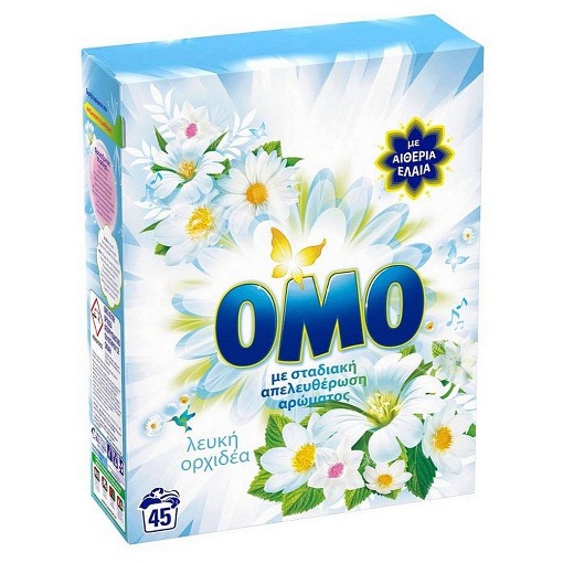 OMO ΣΚΟΝΗ ΠΛΥΝΤΗΡΙΟΥ 45ΜΕΖ (2,5kg) - (ΛΕΥΚΗ ΟΡΧΙΔΕΑ)