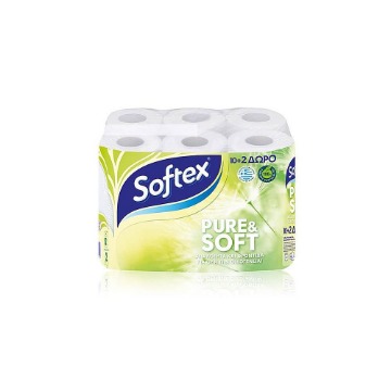 SOFTEX ΡΟΛΟ ΧΑΡΤΙ ΥΓΕΙΑΣ PURE & SOFT 2ΦΥΛΛΟ (62g) (10+2)