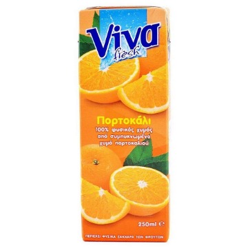 VIVA 250ml - (ΠΟΡΤΟΚΑΛΙ 100% ΦΥΣΙΚΟΣ ΧΥΜΟΣ)