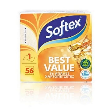 SOFTEX ΧΑΡΤΟΠΕΤΣΕΤΕΣ VALUE ΛΕΥΚΕΣ 30X30 56 ΦΥΛΛΑ