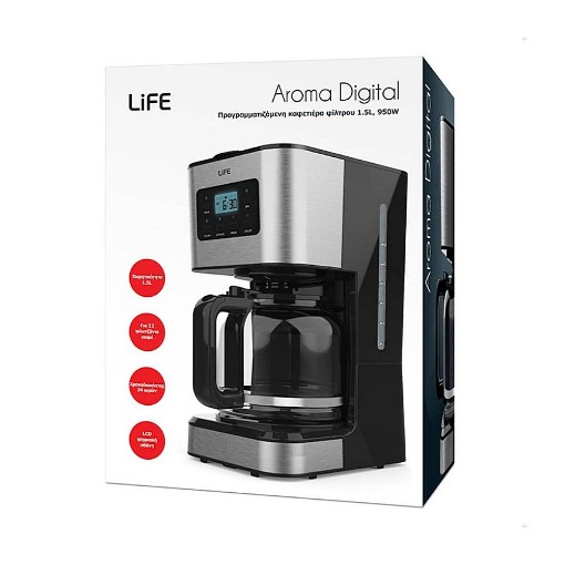 ΚΑΦΕΤΙΕΡΑ ΠΡΟΓΡΑΜΜΑΤΙΖΟΜΕΝΗ ΦΙΛΤΡΟΥ 1.5L, 950W LIFE AROMA DIGITAL