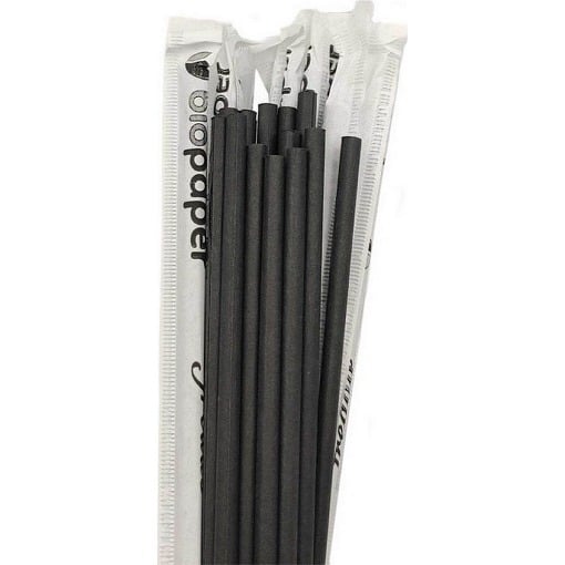 BIO PAPER ΧΑΡΤΙΝΟ ΚΑΛΑΜΑΚΙ FREDDO ΝΤΥΜΕΝΟ 18cm - (ΜΑΥΡΟ) (500ΤΜΧ)
