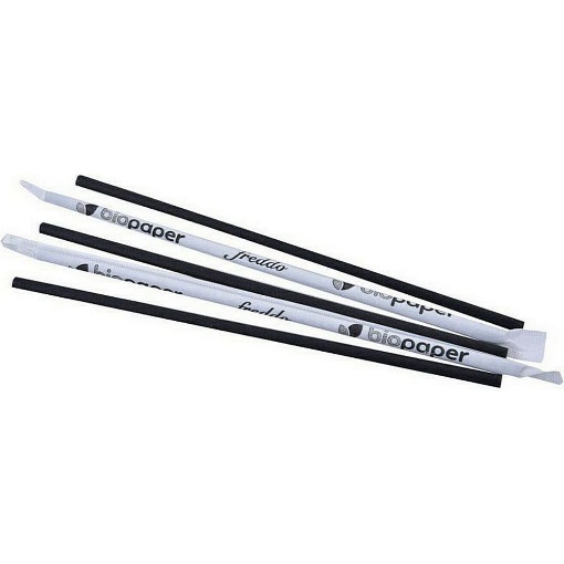 BIO PAPER ΧΑΡΤΙΝΟ ΚΑΛΑΜΑΚΙ FREDDO ΝΤΥΜΕΝΟ 18cm - (ΜΑΥΡΟ) (500ΤΜΧ)