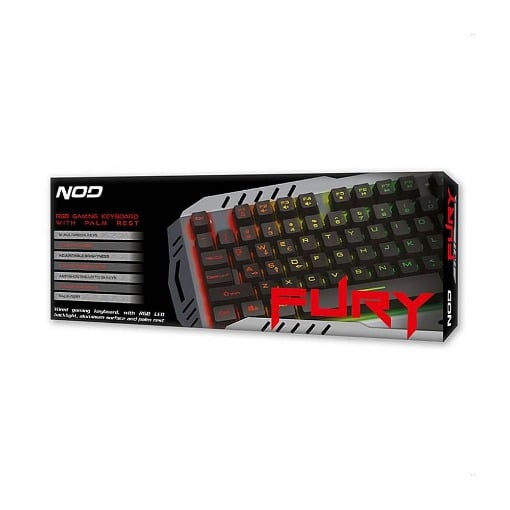ΕΝΣΥΡΜΑΤΟ GAMING ΠΛΗΚΤΡΟΛΟΓΙΟ ΜΕ RGB LED, ΕΠΙΦΑΝΕΙΑ ΑΠΟ ΑΛΟΥΜΙΝΙΟ ΚΑΙ PALM REST NOD FURY