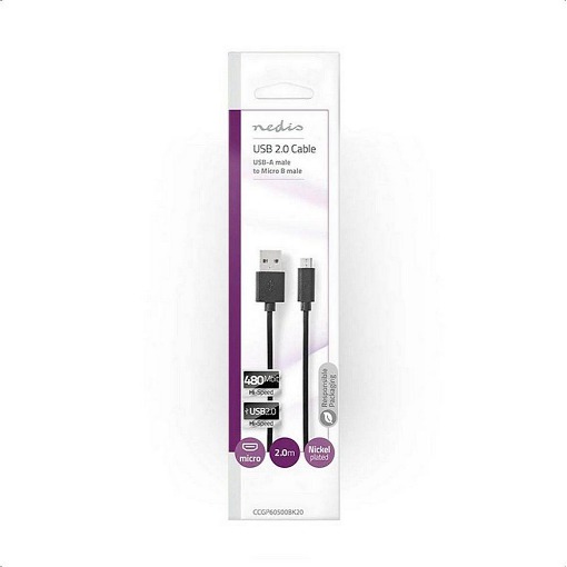 ΚΑΛΩΔΙΟ USB HIGH-SPEED A - MICRO B USB 2m NEDIS CCGP60500BK20