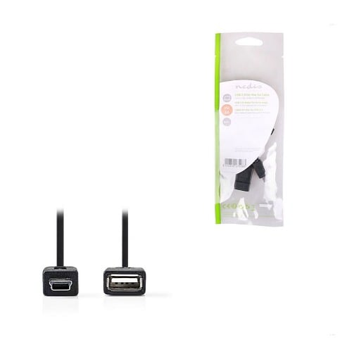 ΚΑΛΩΔΙΟ OTG, USB HiGH-SPEED USB A - MINI USB 6-PIN 0.2m NEDIS CCGP60315BK02