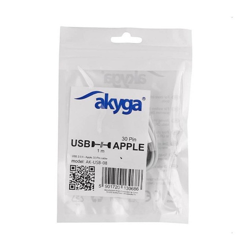 ΚΑΛΩΔΙΟ LIGHTNING 30-PIN ΣΕ USB 1m AKYGA AK-USB-08