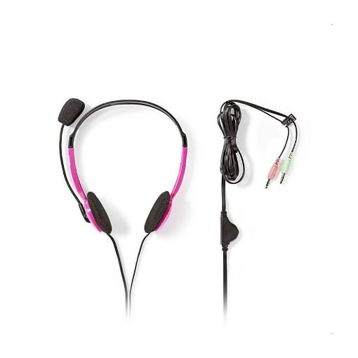 ΣΤΕΡΕΟΦΩΝΙΚΟ ON-EAR HEADSET ΡΟΖ ΜΕ ΣΥΝΔΕΣΗ 2x3,5mm NEDIS CHST100PK
