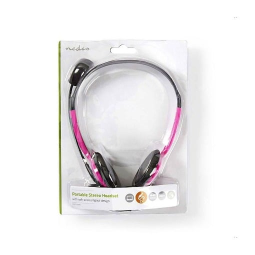 ΣΤΕΡΕΟΦΩΝΙΚΟ ON-EAR HEADSET ΡΟΖ ΜΕ ΣΥΝΔΕΣΗ 2x3,5mm NEDIS CHST100PK