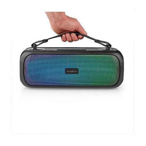 ΦΟΡΗΤΟ TWS ΗΧΕΙΟ BLUETOOTH 30W ΜΕ ΑΦΑΙΡΟΥΜΕΝΗ ΔΕΡΜΑΤΙΝΗ ΛΑΒΗ ΜΕΤΑΦΟΡΑΣ NEDIS SPBB316BK
