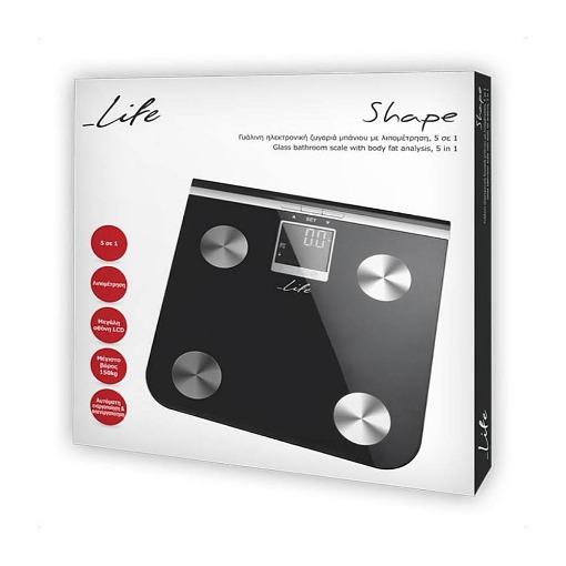 ΓΥΑΛΙΝΗ ΗΛΕΚΤΡΟΝΙΚΗ ΖΥΓΑΡΙΑ ΜΠΑΝΙΟΥ LIFE SHAPE