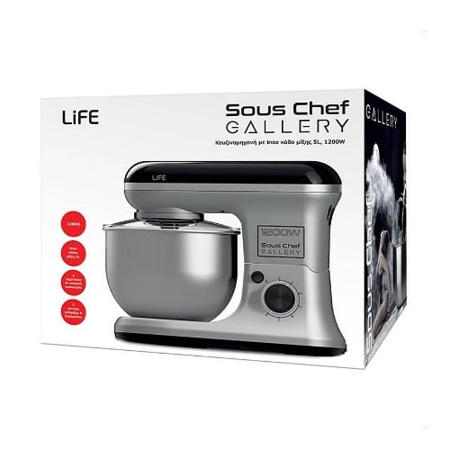 ΚΟΥΖΙΝΟΜΗΧΑΝΗ 1200W ΜΕ INOX ΚΑΔΟ 5l LIFE SOUS CHEF GALLERY