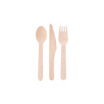 CUISINE ELEGANCE ΞΥΛΙΝΑ ΜΑΧΑΙΡΟΠΙΡΟΥΝΑ ΠΑΡΤΥ ΣΕΤ 12ΤΜΧ (ΚΟΥΤΑΛΙΑ, ΜΑΧΑΙΡΙΑ & ΠΙΡΟΥΝΙΑ) 16cm