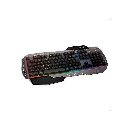 ΕΝΣΥΡΜΑΤΟ GAMING ΠΛΗΚΤΡΟΛΟΓΙΟ ΜΕ RGB LED, ΕΠΙΦΑΝΕΙΑ ΑΠΟ ΑΛΟΥΜΙΝΙΟ ΚΑΙ PALM REST NOD FURY
