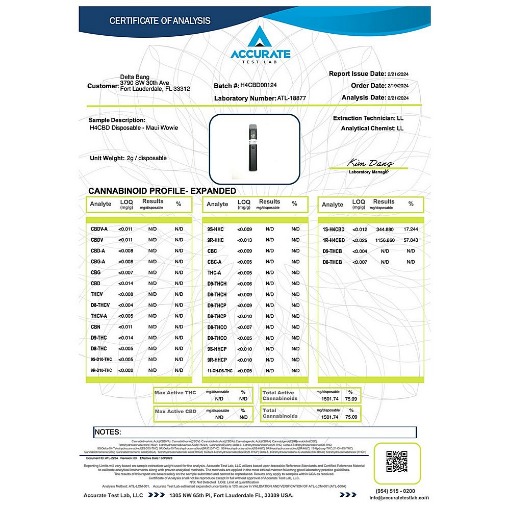Εικόνα της H4-CBD DELTABANG MAUI WOWIE Disposable 1ml
