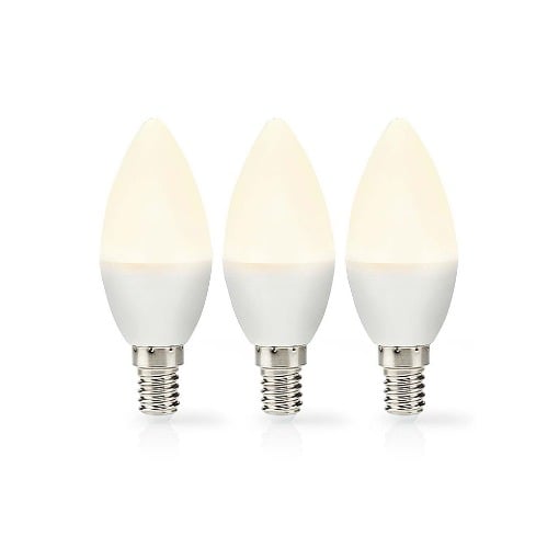 ΛΑΜΠΑ LED E14 CANDLE 4.9W, ΘΕΡΜΟ ΛΕΥΚΟ ΦΩΣ ΚΑΙ 470 LUMEN ΣΕ ΣΥΣΚΕΥΑΣΙΑ 3ΤΜΧ NEDIS LBE14C352P3