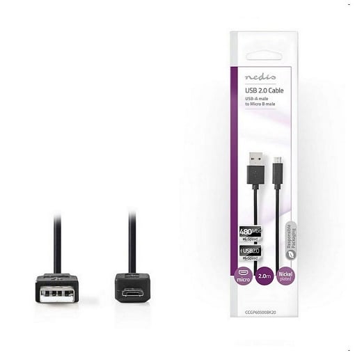 ΚΑΛΩΔΙΟ USB HIGH-SPEED A - MICRO B USB 2m NEDIS CCGP60500BK20