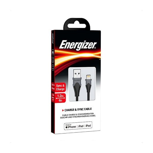ΚΑΛΩΔΙΟ USB 2.0 A ΣΕ LIGHTNING 1.2m ΜΑΥΡΟ/ΓΚΡΙ ENERGIZER C61LIGBK4