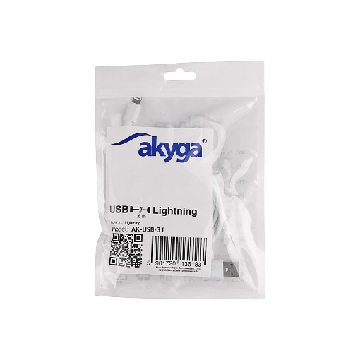 ΚΑΛΩΔΙΟ LIGHTNING ΣΕ USB 1.8m AKYGA AK-USB-31
