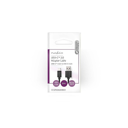 ΚΑΛΩΔΙΟ USB HIGH-SPEED A - USB TYPE-C 0.1m NEDIS CCGP60600BK01