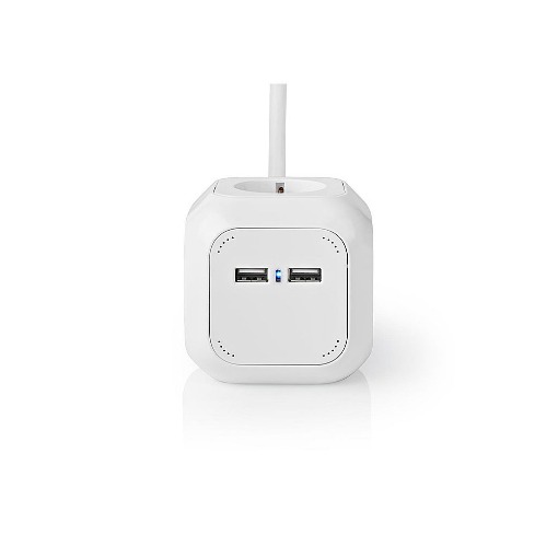 ΠΟΛΥΠΡΙΖΟ ΣΕ ΣΧΗΜΑ ΚΥΒΟΥ 4 ΘΕΣΕΩΝ+2 ΘΥΡΕΣ USB NEDIS EXSOC415UFWT 1,5m (ΛΕΥΚΟ)