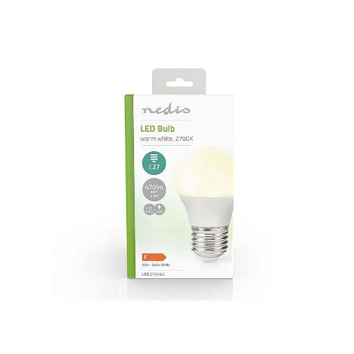 ΛΑΜΠΑ LED , E27 , G45 , 4.9W ΘΕΡΜΟ ΛΕΥΚΟ ΦΩΣ ΚΑΙ 470 LUMEN NEDIS LBE27G452