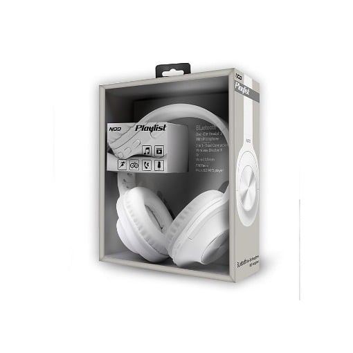 BLUETOOTH OVER-EAR ΑΚΟΥΣΤΙΚΑ ΜΑΥΡΑ ΜΕ ΜΙΚΡΟΦΩΝΟ ΛΕΥΚΑ NOD PLAYLIST WHITE