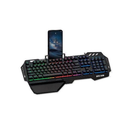 ΕΝΣΥΡΜΑΤΟ GAMING ΠΛΗΚΤΡΟΛΟΓΙΟ ΜΕ RGB LED, ΕΠΙΦΑΝΕΙΑ ΑΠΟ ΑΛΟΥΜΙΝΙΟ, PALM REST ΚΑΙ ΒΑΣΗ ΣΤΗΡΙΞΗΣ ΚΙΝΗΤΟΥ NOD ZERO DARK