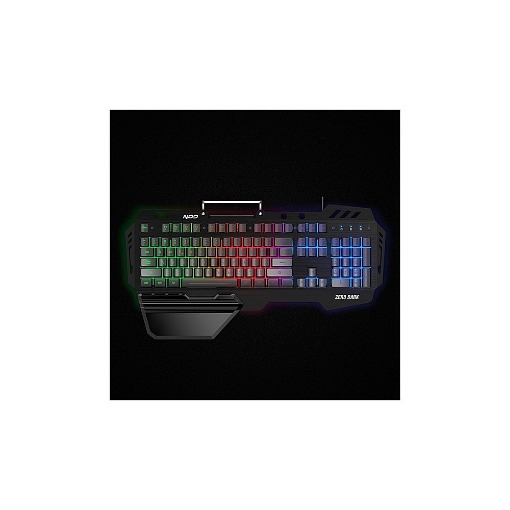 ΕΝΣΥΡΜΑΤΟ GAMING ΠΛΗΚΤΡΟΛΟΓΙΟ ΜΕ RGB LED, ΕΠΙΦΑΝΕΙΑ ΑΠΟ ΑΛΟΥΜΙΝΙΟ, PALM REST ΚΑΙ ΒΑΣΗ ΣΤΗΡΙΞΗΣ ΚΙΝΗΤΟΥ NOD ZERO DARK