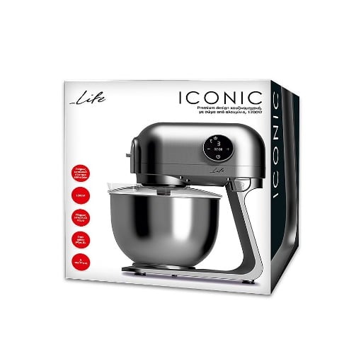 PREMIUM DESIGN ΚΟΥΖΙΝΟΜΗΧΑΝΗ 1200W (ΑΛΟΥΜΙΝΙΟ ΜΕ INOX ΚΑΔΟ ΜΙΞΗΣ 5l) LIFE ICONIC