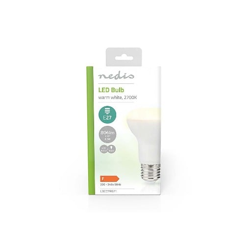 ΛΑΜΠΑ LED , E27 , R63 , 8.5W ΘΕΡΜΟ ΛΕΥΚΟ ΦΩΣ ΚΑΙ 806 LUMEN NEDIS LBE27R671