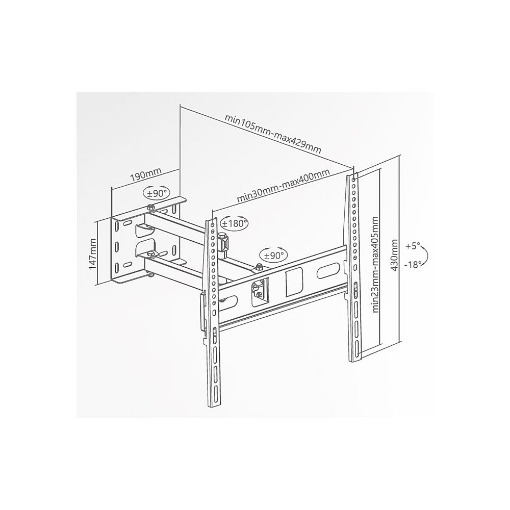 SUPERIOR 32-55 FULL MOTION EXTRA SLIM ΒΑΣΗ ΤΗΛΕΟΡΑΣΗΣ ΜΕ ΒΡΑΧΙΟΝΑ