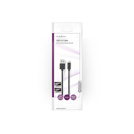 ΚΑΛΩΔΙΟ USB HIGH-SPEED A - MICRO B USB 5m NEDIS CCGP60500BK50