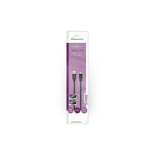 ΚΑΛΩΔΙΟ USB HIGH-SPEED A - MICRO B USB 2m NEDIS CCGB60500BK20