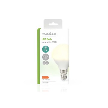 ΛΑΜΠΑ LED Ε14 , G45 , 2.8W , ΘΕΡΜΟ ΛΕΥΚΟ ΦΩΣ ΚΑΙ 250 LUMEN  NEDIS LBE14G451