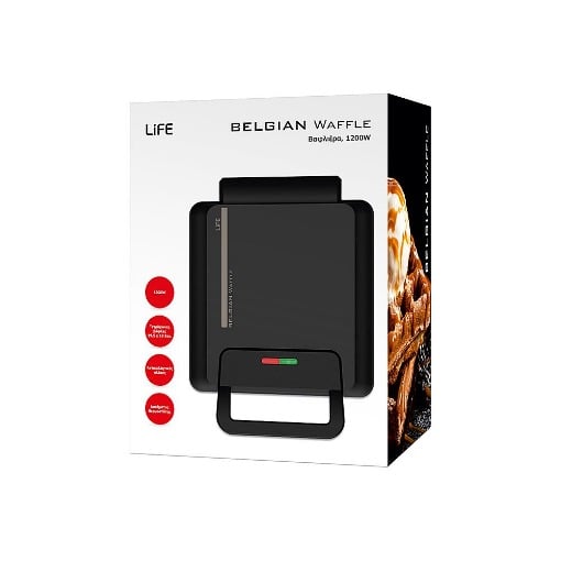 ΒΑΦΛΙΕΡΑ ΓΙΑ ΤΕΤΡΑΓΩΝΕΣ ΒΑΦΛΕΣ 1.200W  LIFE BELGIAN WAFFLE