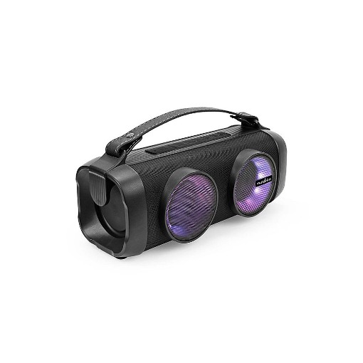 ΦΟΡΗΤΟ TWS ΗΧΕΙΟ BLUETOOTH 24W ΜΕ ΔΕΡΜΑΤΙΝΗ ΛΑΒΗ ΜΕΤΑΦΟΡΑΣ NEDIS SPBB306BK